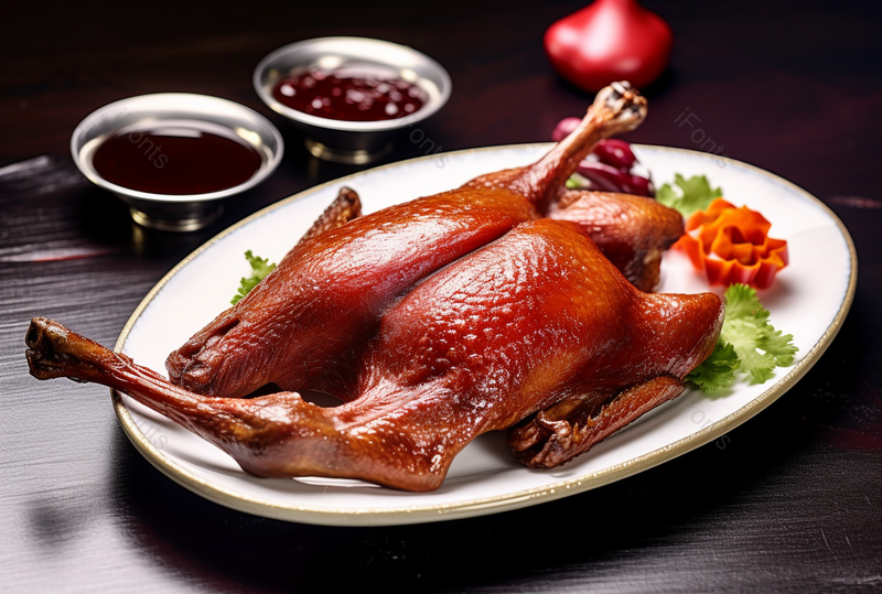 桌上的一盘红色板鸭清晰的摄影图高清的图片菜盘里的卤肉,高清,摄影图,摄影图片,图片大全,摄影图免费下载